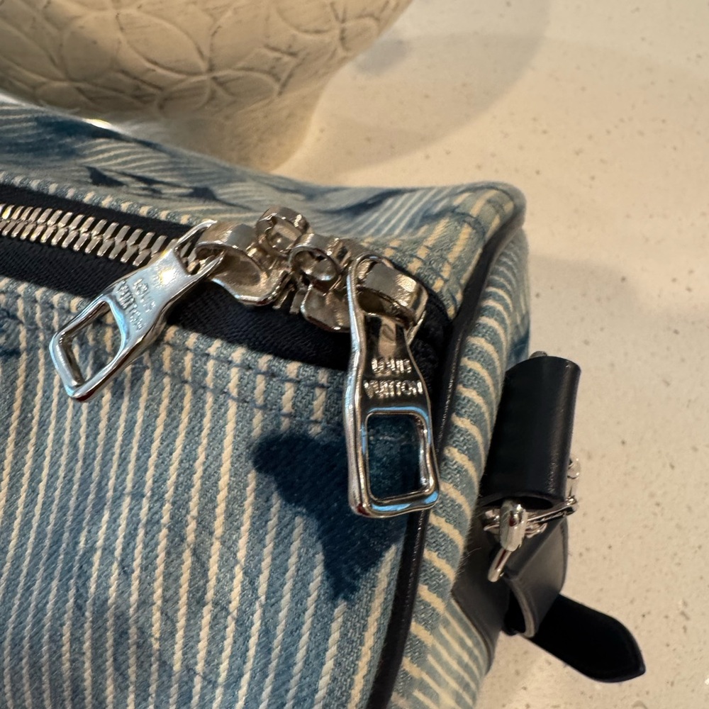 Louis Vuitton Virgil Abloh Blue Watercolor Monogram Denim Keepall Bandoulière 50 - Picture 6 of 13